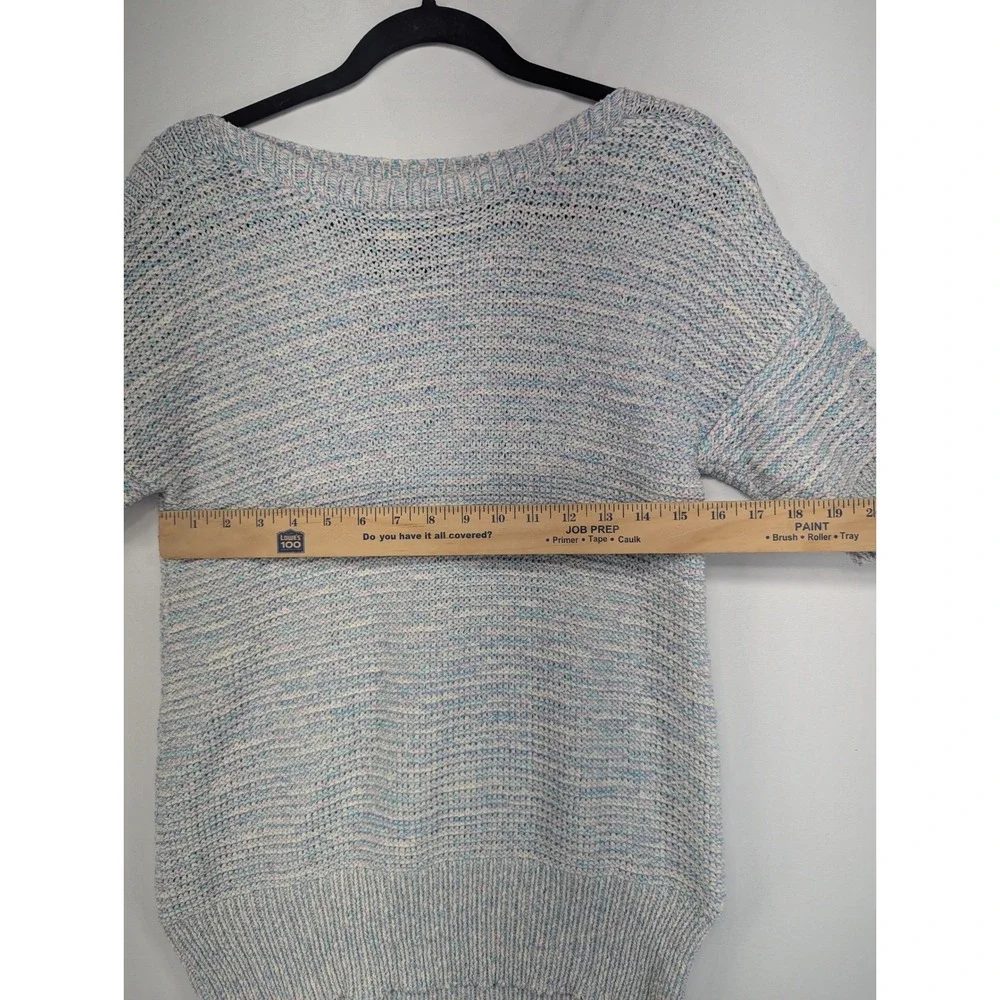 Viva La Vida Essential Style Pastel Space Dye Short Sleeve Knit Sweater Large